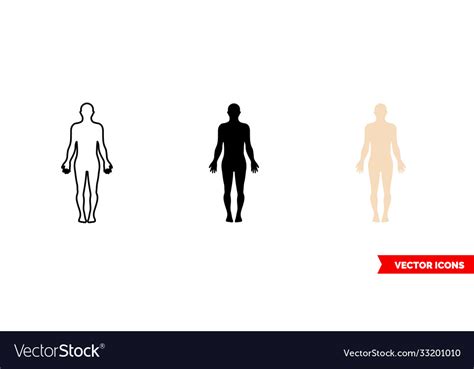 Body Symbol Icon 3 Types Color Black And White Vector Image