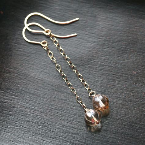 Long Dangle Earrings Chain 14k Gold Filled Wire Wrapped