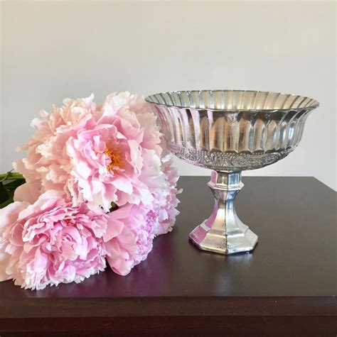 Silver Mercury Glass Compotes Pedestal Vase Wedding Etsy
