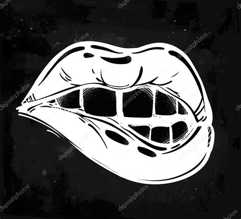 Sexy Biting Lips Vector Illustration — Stock Vector © Katja87 113232894