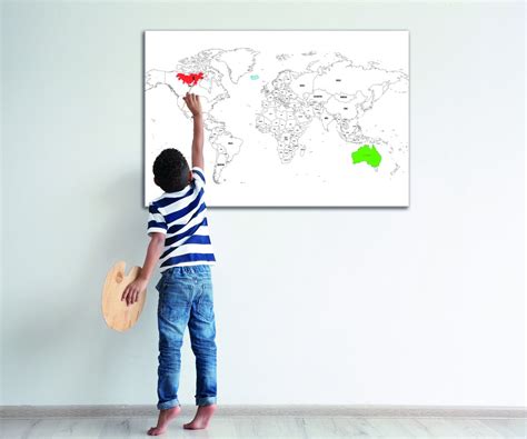 Paintable World Map Canvas Customizable World Map Canvas T For