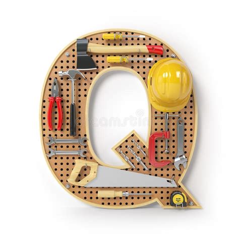 Letter Q Alphabet From The Tools On The Metal Pegboard Isolated Stock