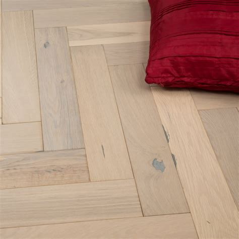 Chelsea Engineered Herringbone Parquet Flooring White Wash Oak 143 X