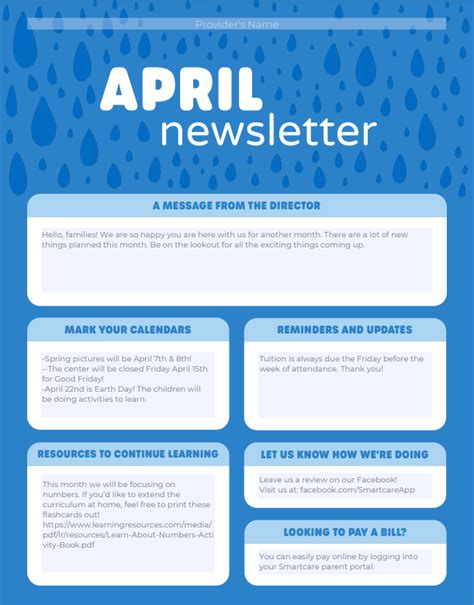 April Newsletter Preschool Template Sample And Ideas Smartcare