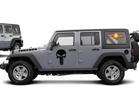 Distressed Punisher Decal For Jeep Wrangler Doors And Hood
