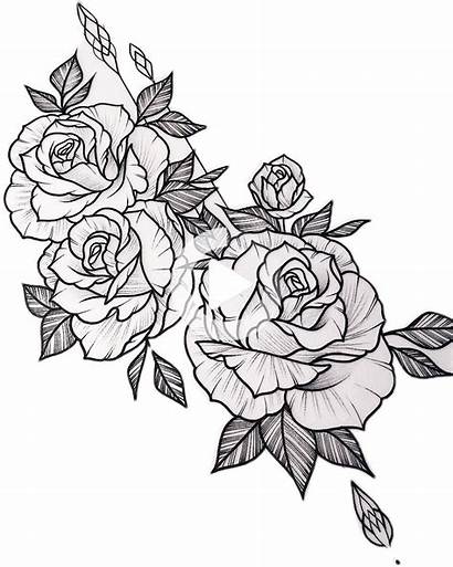 Rose Tattoo Stencil Tattoos Drawing Sleeve Thigh