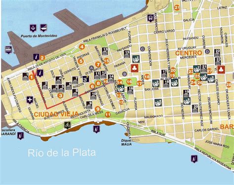 Mapa Ciudad Vieja Montevideo Uruguay Cidade Velha Cidade Uruguai