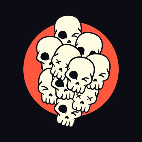 Pile Of Cartoon Skulls Hand Drawn T Shirt Design 1377058 Vector Art At