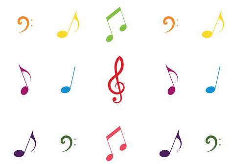 Colorful Musical Notes Isolated On White Background Colored Musical