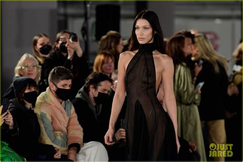 Bella Hadid Wears Two Sheer Outfits Walks Three Paris Shows In One Day