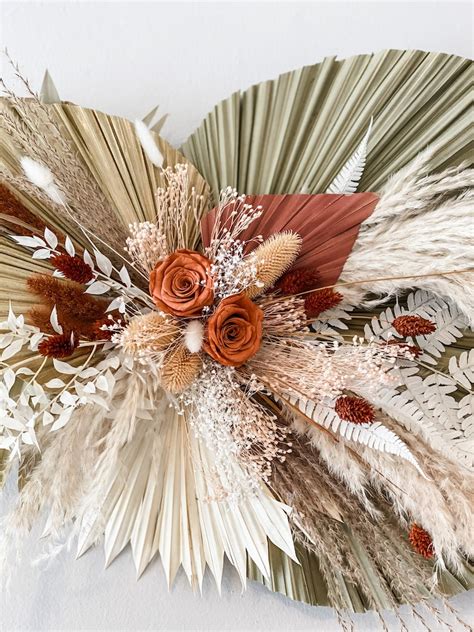 Rust Colored Pampas And Palm Wall Decor Wedding Arch Decor Etsy