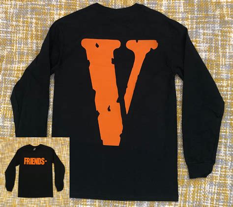 Vlone Friends Orange On Black Original Color Way Long Sleeve Etsy