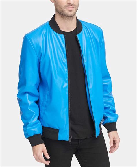 Dkny Mens Soft Faux Leather Bomber Jacket Created For Macys
