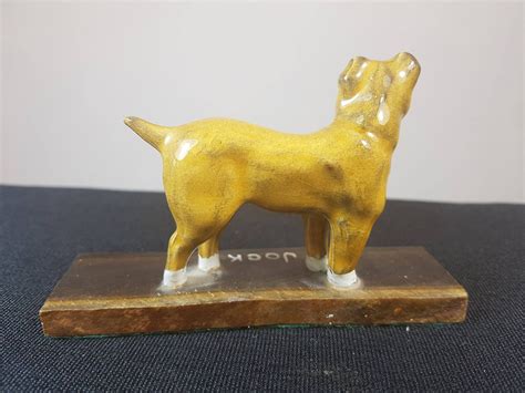 Vintage Dog Figurine Named Jock Ceramic Art Pottery On Wooden Etsy