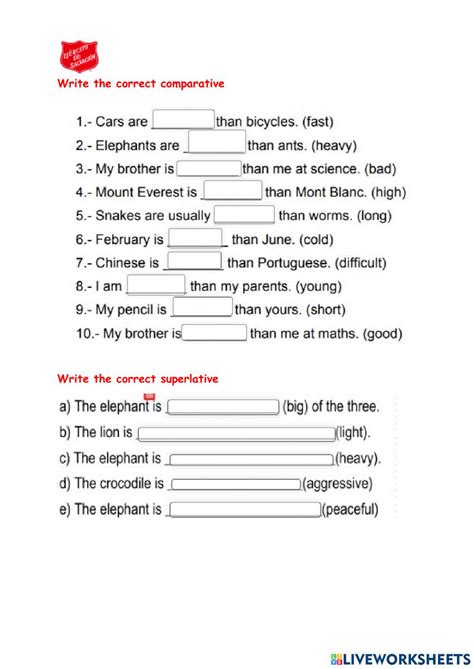 Comparatives And Superlatives Online Worksheet For Ingles You Can Do