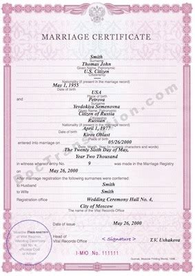russian certified translation  marriage certificate issued