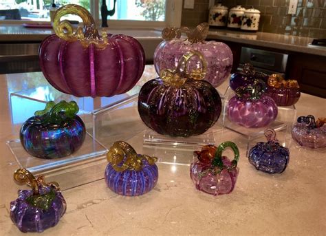 My Collection Of Purple Glass Pumpkins Glass Pumpkins Pumpkin Decorating Halloween Pumpkin