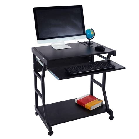 Mobile Small Office Computer Desk Workstation With Slide Out Keyboard