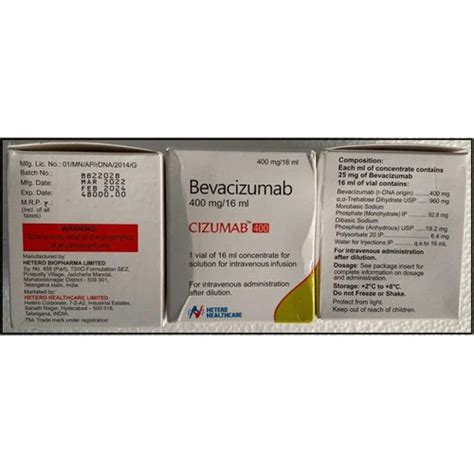 Bevacizumab Injection 400mg Usage Cancer Treatment At Best Price In