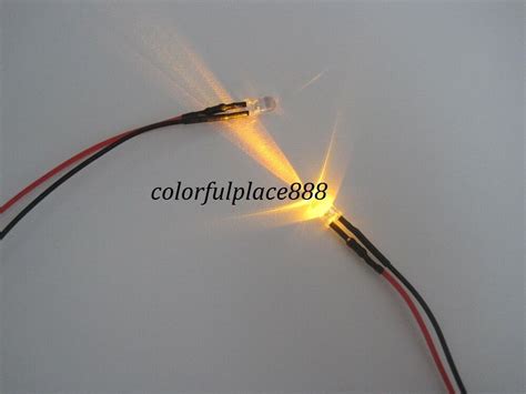 10pcs 5mm Yellow Flash Flashing Blink 9v 12v Pre Wired Water Clear Led Leds 20cm Ebay