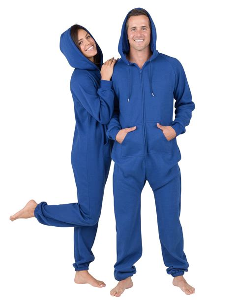 Footed Pajamas Joggies Blue Adult Footless Hoodie Onesie Adult
