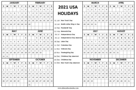 2021 Calendar Usa With Holidays 2021 Calendar Excel Format Calendar