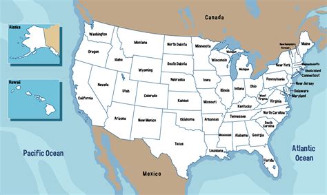 United States Of America Map With States Names Vector Art At Vecteezy