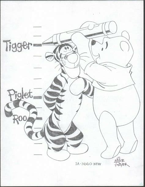 Winnie The Pooh Disney Pencil Drawing Concept Tigger Measuring Art By
