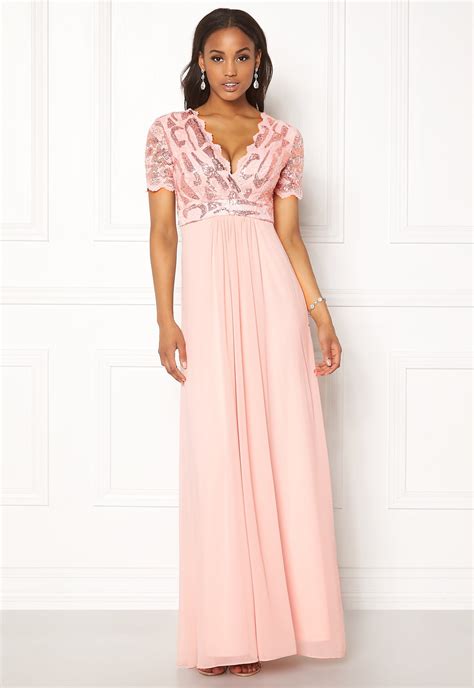 Goddiva Sequin Chiffon Maxi Dress Nude Bubbleroom