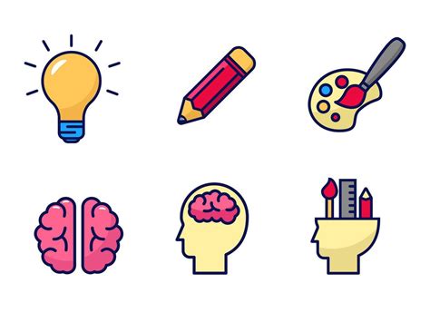 Set Of Idea And Creativity Icons With Colorful Designs Isolated On