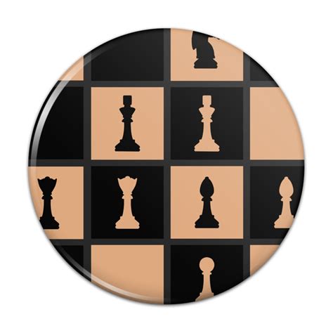 Chess Board Pieces Pattern Pinback Button Pin