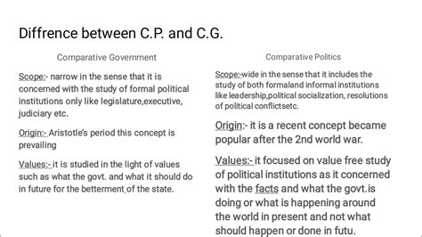 Differences Between Comparative Politics And Comparative Government