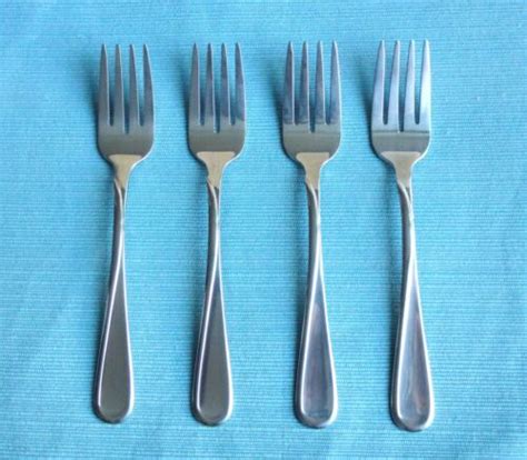 new oneida flight glossy set of 4 salad forks stainless flatware 6 3 4 ebay
