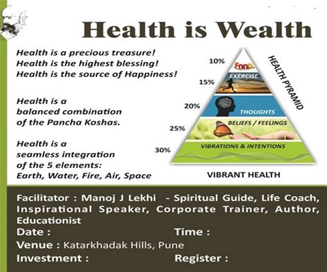 She told happi that health and wellness is increasingly talked about as an integral part of daily life. Health is Wealth - Manoj Lekhi