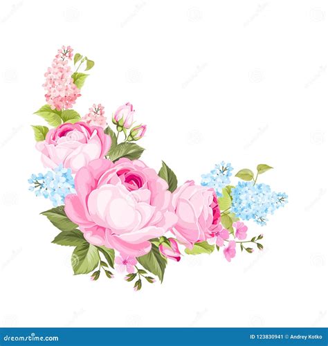 A Spring Decorative Bouquet Of Roses Flowers Stock Vector
