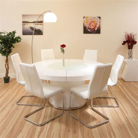 Maybe you would like to learn more about one of these? Large Round Dining Set White Gloss Table + 6 White Chairs ...