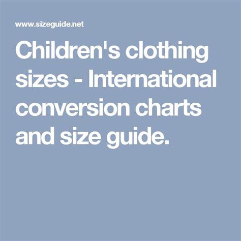 Childrens Clothing Sizes International Conversion Charts And Size