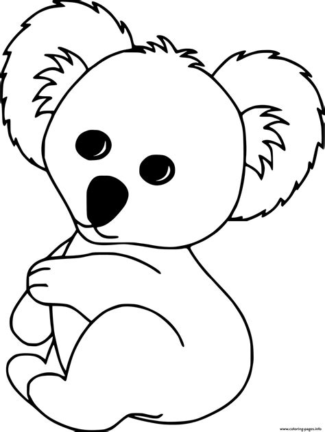 Cute Koala Sits On The Ground Coloring Page Printable