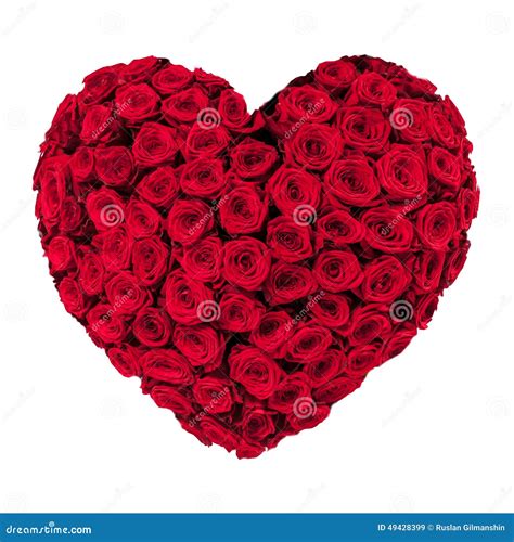 Valentines Day Heart Made Of Red Roses Isolated On White Background