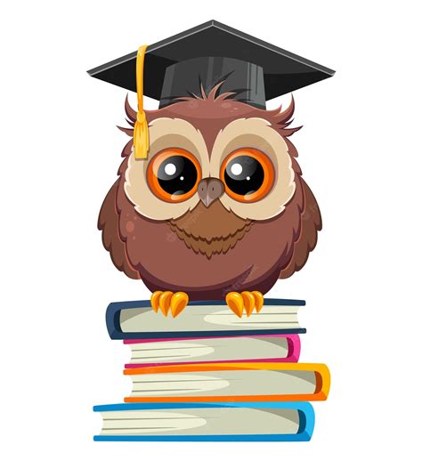 Premium Vector Wise Owl In Graduation Cap Cute Cartoon Owl