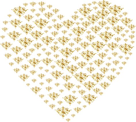 Clipart Gold Damask Heart No Background