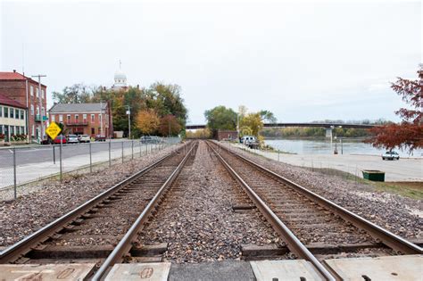 Train Tracks In Small Rural Town Stock Image Image Of Transportation