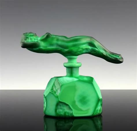 ART DECO 1930 S Jade Malachite Glass Nude Perfume Bottle H Hoffmann