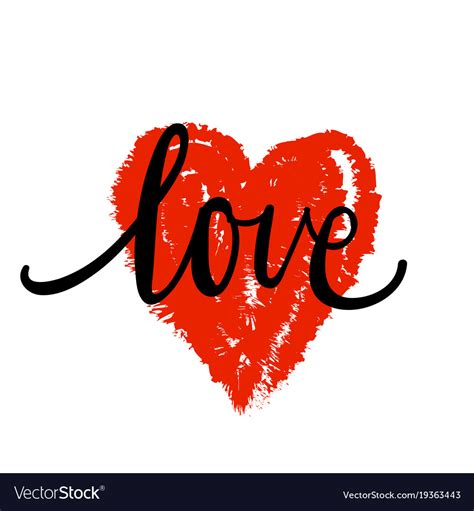 Lettering The Word Love In The Shape Of The Heart Vector Image