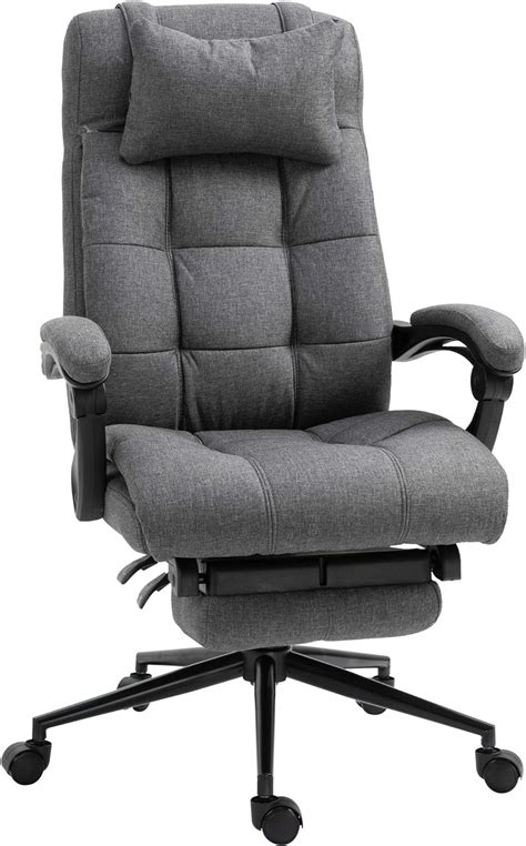 Vinsetto Executive Linen Fabric Home Office Chair With Retractable Footrest