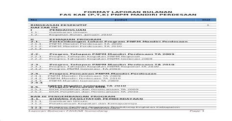 Format Laporan Bulanan Pdf Document