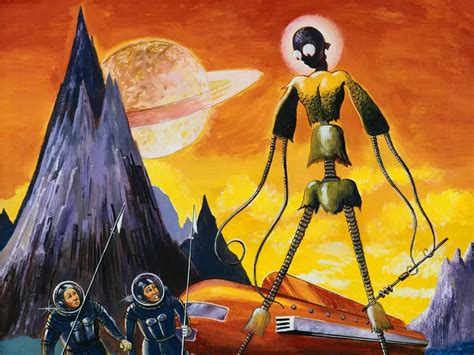 Vintage Alien Robot Vs Human Sci Fi Science Fiction Classic Decorative