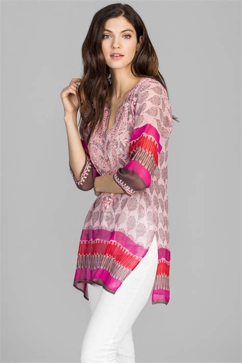Allegra Pink Silk Georgette Tunic Amaya Textiles