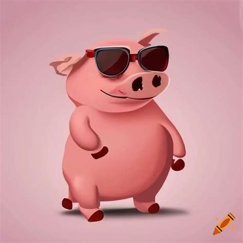 Cartoon Pig With Sunglasses On Craiyon