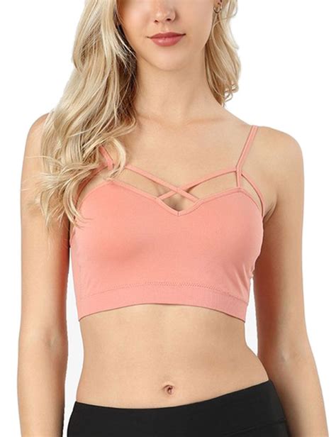 kogmo women s seamless criss cross front bralette with removable bra pads ad criss ad